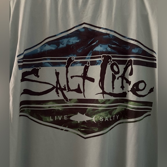Salt Life Men's Sky Blue Long Sleeve Live Salty Front Pocket T Shirt Size Large - Picture 6 of 7